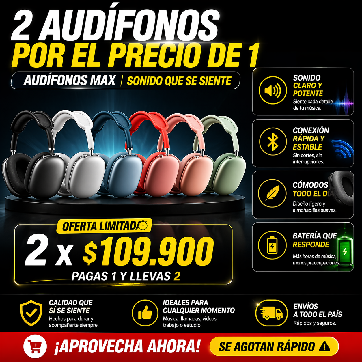 Audífonos Max | Sonido que se siente 🔥 PAGA 1 LLEVA 2 🔥