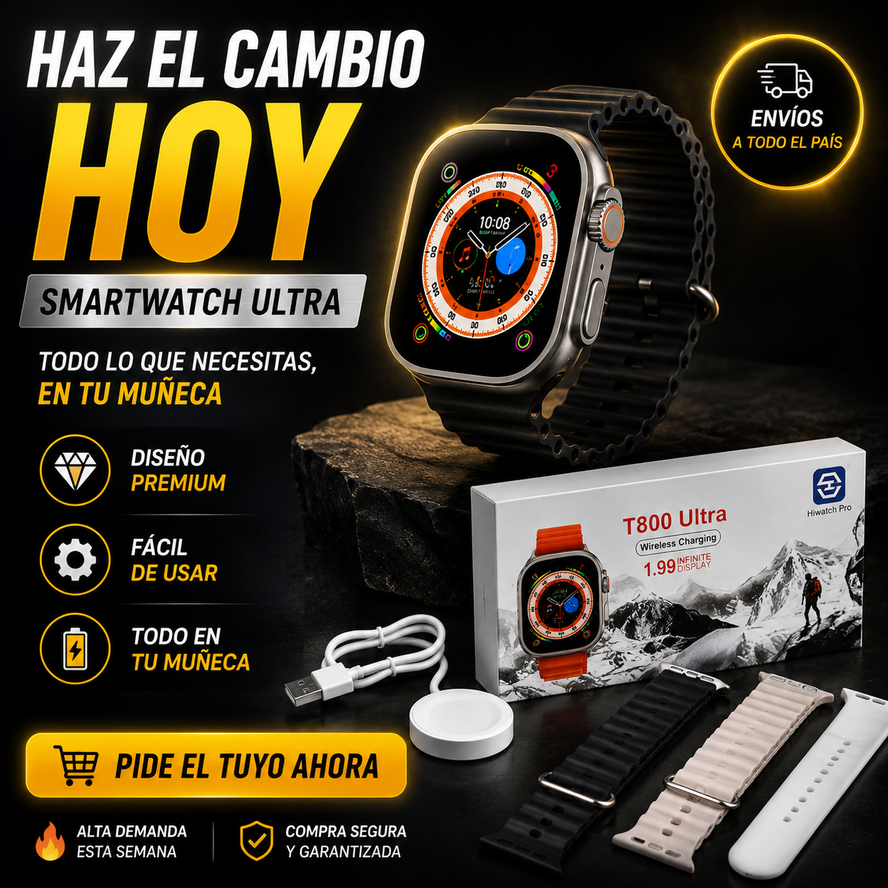 🔥 Smartwatch Ultra | Control total en tu muñeca desde el primer uso